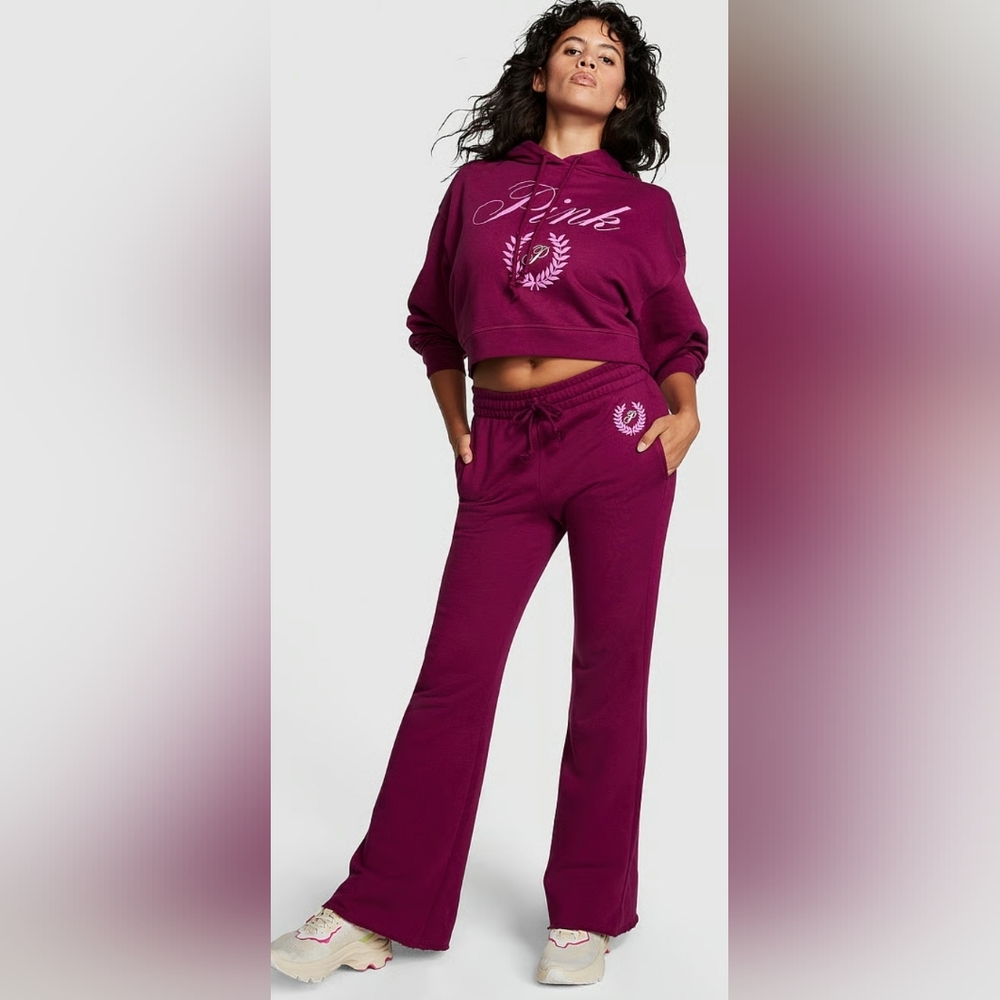 NWOT PINK Victoria's Secret Women's Berry Wide Leg Sweatpants Size XXL